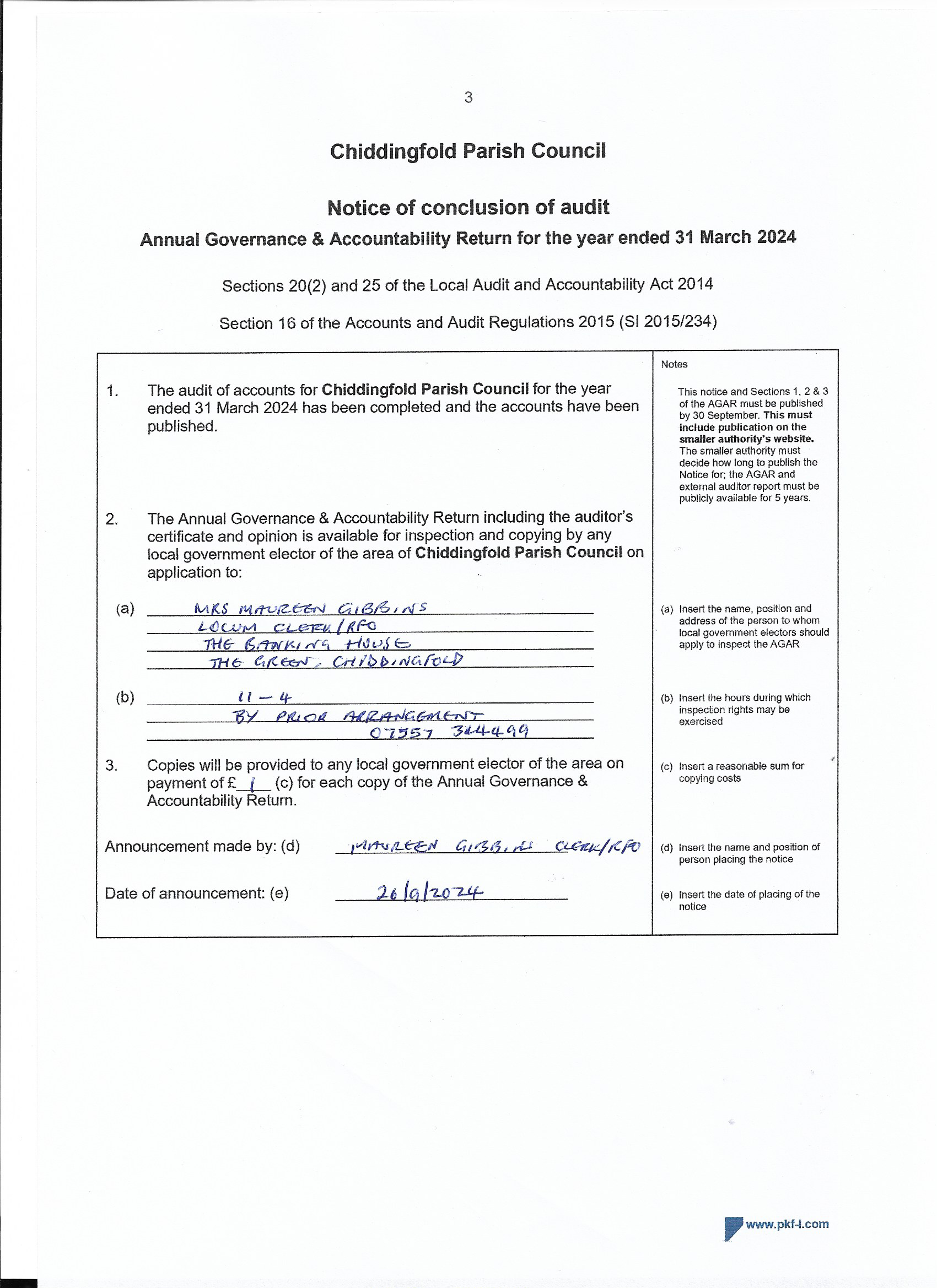 Accounts – Chiddingfold Parish Council